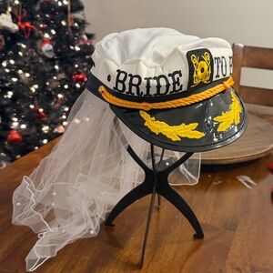Bride to Be Captain Hat with Veil